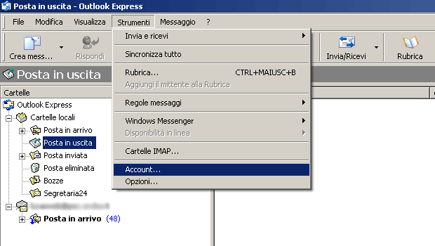 Configurare la posta elettronica con il protocollo IMAP con Outlook Express