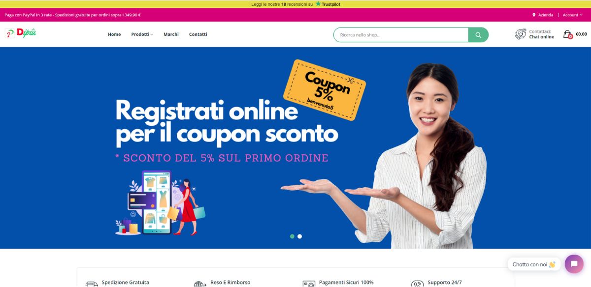 Sito web ecommerce casalinghi e profumi